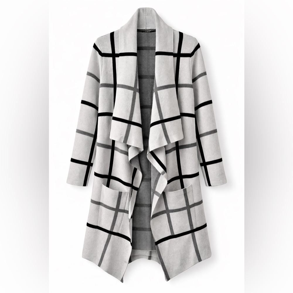 Stylish Gray and Black Women's Cardigan